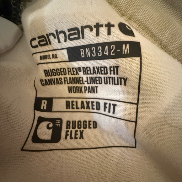 Carhartt Men's Khaki flannel lined pants BN 3342-M - Picture 5 of 7